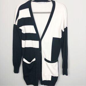 TRINA TURK | Button Front Colorblock & Stripe Print Cardigan Women’s Size Small